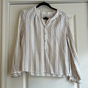 Universal Threads Long Sleeve Gauze Cotton White Striped Shirt